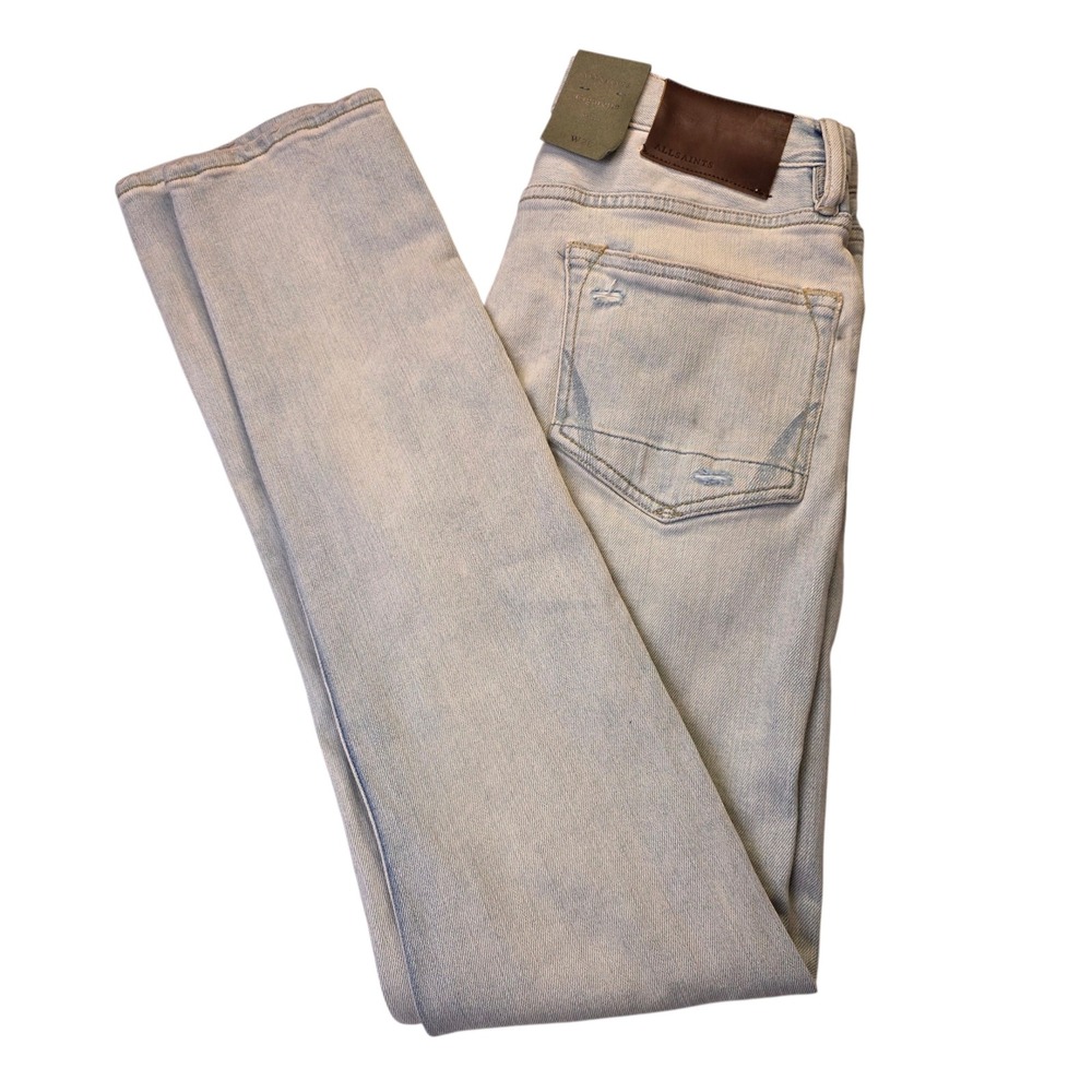 NEW AllSaints‎ Men's W28 Skinny Damaged Jeans Light Wash Discontinued Button Fly